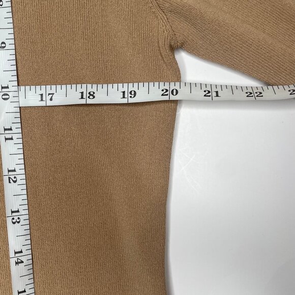 FINITY Tan Contrast Trim Cardigan XL Slinky Knit Single Button Old Money Chic - Picture 7 of 10